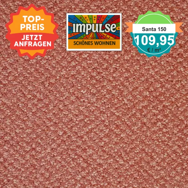 Girloon Santa 150 – Feinst-Velours Teppichboden in 2 m Breite mit samtiger Oberfläche